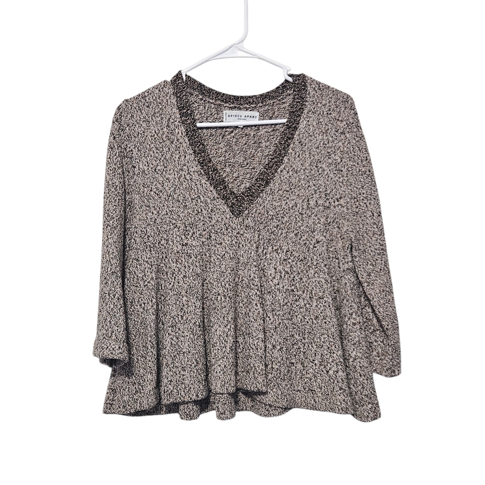 Apiece Apart N.Y. Brown Vneck  A Line Hem Sweater Size S